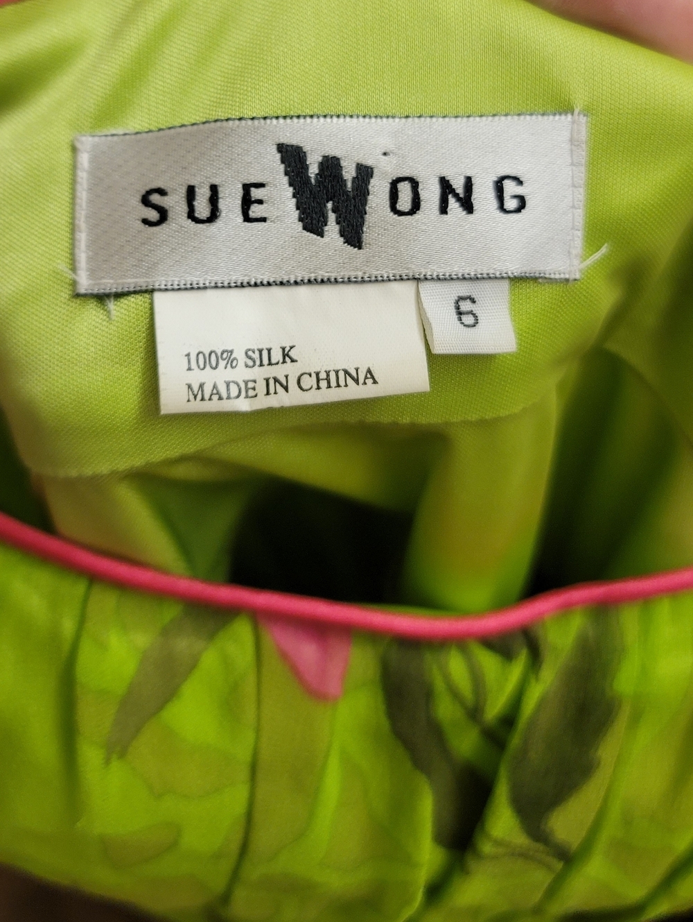 Sue Wong Green Floral Silk Sundress Size 6 - Picture 10 of 12